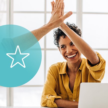 Frau freut sich, Stern-Icon